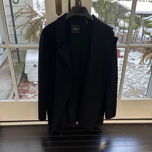 Theory Classic Black cashmere and wool open Overcoat